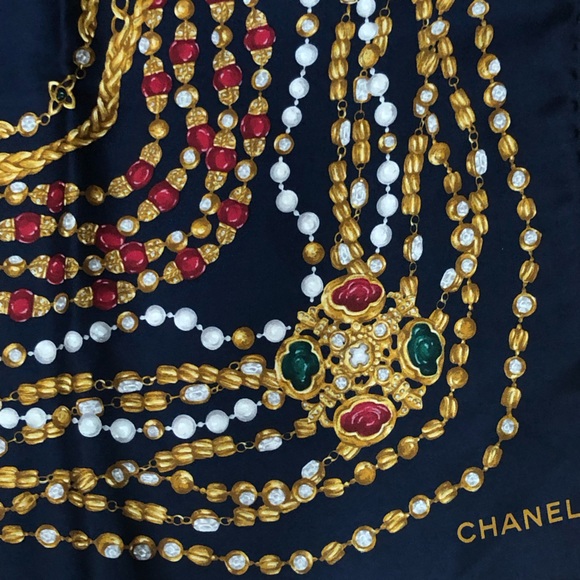 CHANEL Accessories - Authentic Chanel Gripoix Jewels Silk Scarf